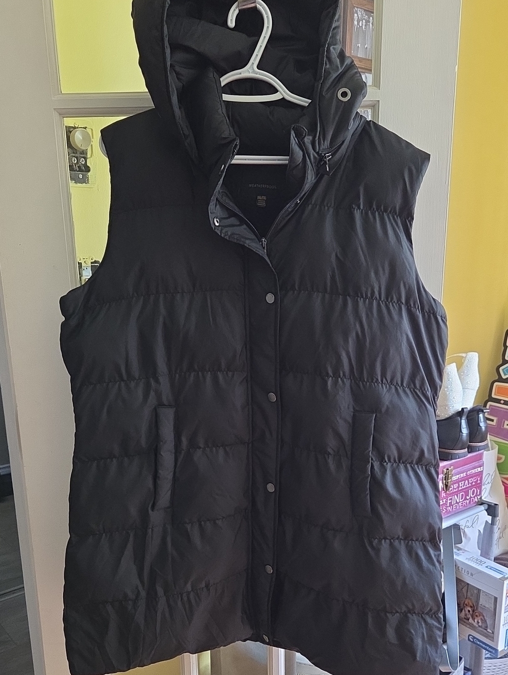 Weatherproof Black Puffer Hooded Vest